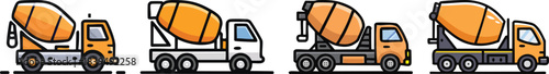 Cement mixer truck icon in bold minimal outline perfect for construction vehicle graphics and industrial designs