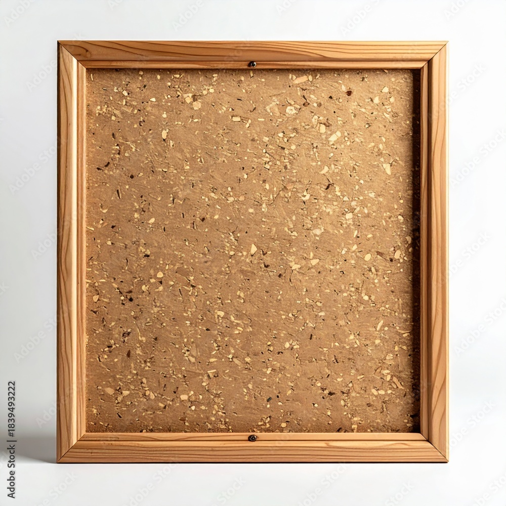 Fototapeta premium Empty Wooden Frame Bulletin Board Against White Background with Neutral Lighting