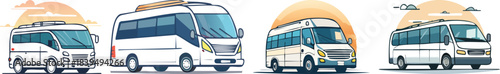 Minibus transport icon drawn with clean bold outline representing simple modern road travel vector style