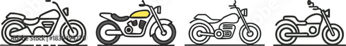 Motorcycle transport icon with streamlined bold lines offering minimal clean outline for modern vehicle illustrations