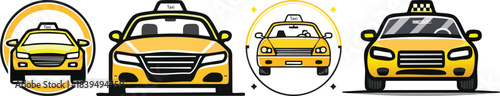 Taxi transport icon featuring bold minimal outline suitable for urban transportation themed modern vector illustrations
