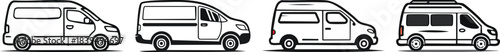 Van transport icon with simple bold curves suitable for modern vehicle illustrations in clean minimal vector style