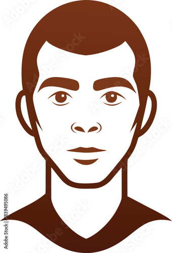 Stylized vector illustration of a person s head with deep coffee skin tone