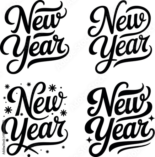 Handwritten new year calligraphy designs for festive celebrations