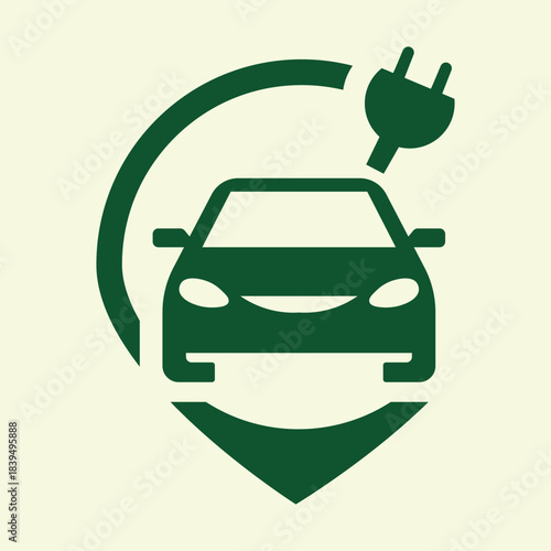 Electric Car Charging Location Pin Logo Vector.eps
