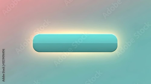Abstract Glowing Turquoise Capsule Rotating Animation Loop.