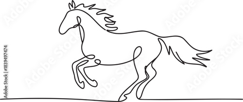 Continuous line drawing of a galloping wild horse running freely graceful equestrian theme