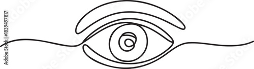 Continuous line drawing of human eye perception and vision organ vector illustration