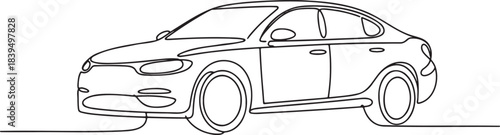 Continuous line drawing of modern sedan car vector illustration concept