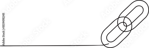 Single continuous line drawing of three interconnected metal chain links representing strength connection and security