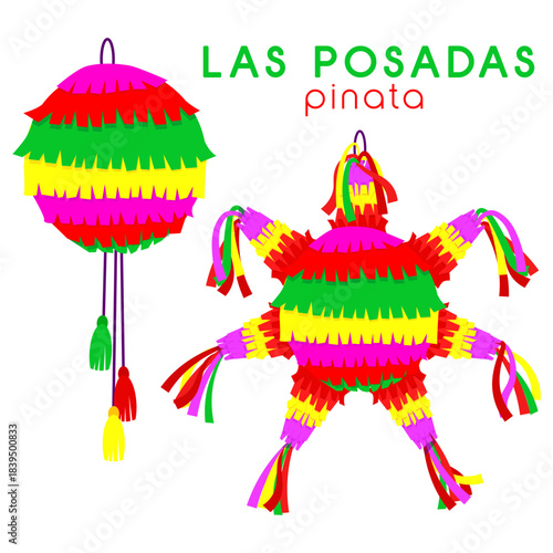 A set of colorful star piñatas for the Las Posada festival