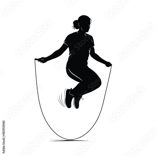 Silhouette of a woman jumping rope a dynamic exercise illustration