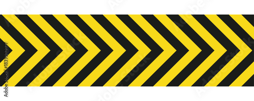 Chevron hazard tape icon with bold yellow and black angled stripes, industrial caution chevron icon for safety marking