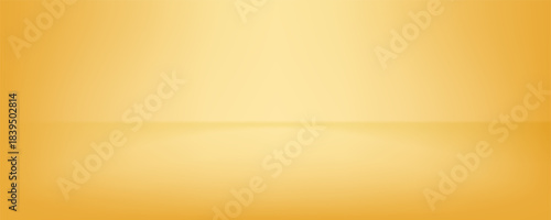 Gold gradient studio room design. Bright yellow podium concept wallpaper. Gold wall and floor surface backdrop for presentation, product showcase, mockup template. Vector empty shelf display backdrop