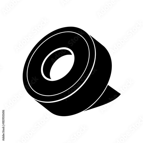 Black silhouette icon of a roll of adhesive tape, a useful supply.