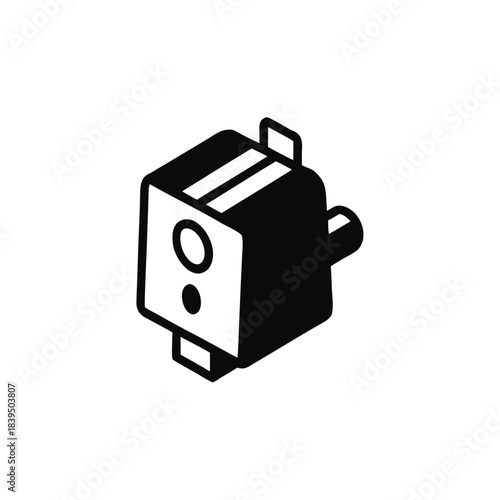 Simple isometric icon of a toaster in dark gray on black background