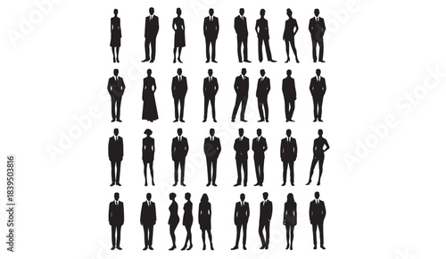 Group of business people and isolated set of drill bits vector illustration design