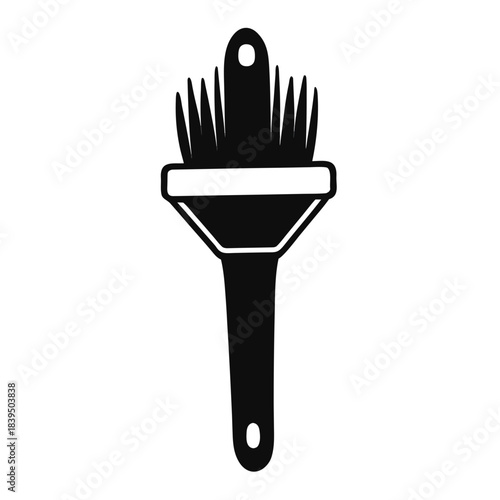 Simple silhouette of a paint brush with a hole in the handle