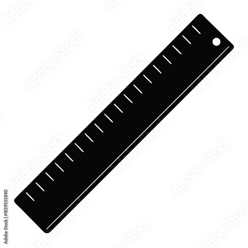 Simple black ruler icon with measurement markings