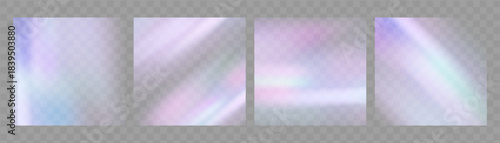 Lilac crystal prism light flare with transparent rainbow overlay and iridescent blur.