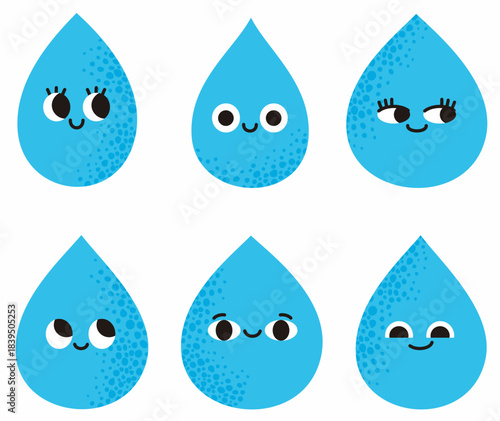Water drops characters. Drink more water.