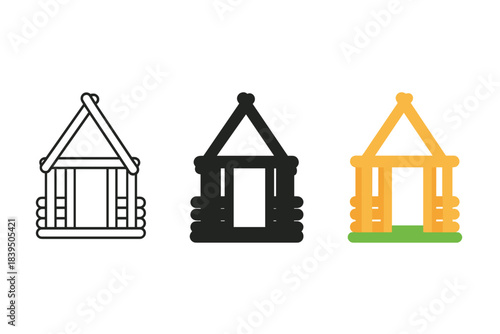 Popsicle Stick Architecture. Minimalist design of popsicle stick fort showing geometric structure and angles, first in line style