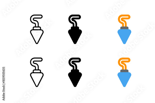Depth Measurement Icons. Simple rope and weight sounding line for depth measurement, minimal vector icon, first in line style with