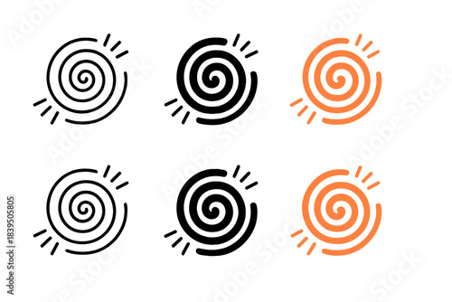 Mainspring Rhythm Designs. Close-up of mainspring uncoiling rhythmically with torque pulses, abstract minimal vector design, first