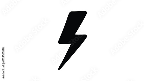 A simple black lightning bolt illustration on a plain white background