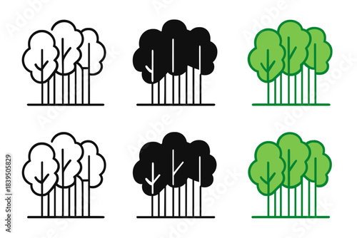 Beech Forest Patterns. Forest canopy with straight beech masts creating vertical patterns, clean minimal vector icon, first in