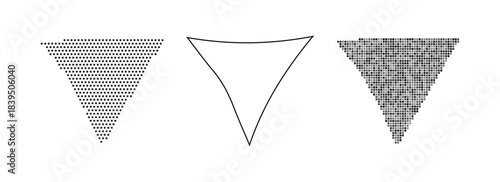 Three inverted triangle shapes illustrating data filtering or funnel concepts