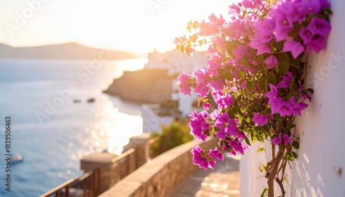 Blossom thrives on stone wall near serene water single bloom grows from weathered wall near calm water