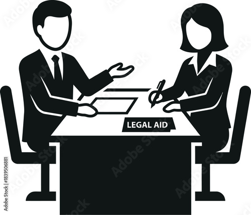 Legal advice lawyer client meeting vector illustration