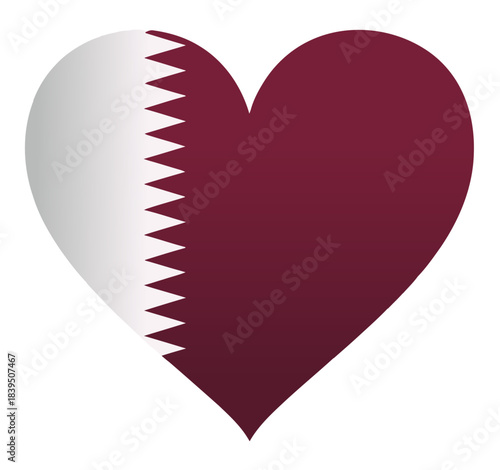 Qatar Flag Heart Shape Symbol of Love and Patriotism for Doha and National Events