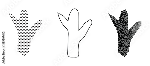 Three cactus illustrations in different styles and textures side by side