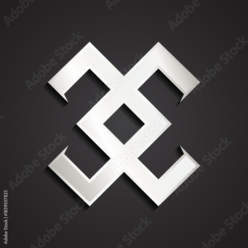 3d sivlver geometric logo abstract square design