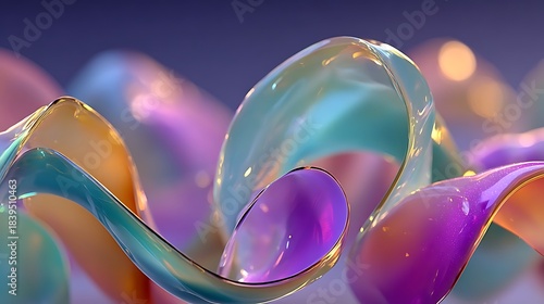Abstract Curving Iridescent Ribbons with Soft Purple and Teal Tones curve swirl photo