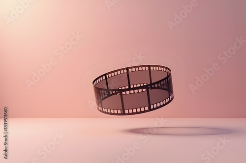 Film Strip Floating Against a Pink Background