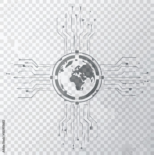 Digital globe network connections futuristic technology abstract background