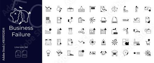 Business Failure Duotone Editable Icons set