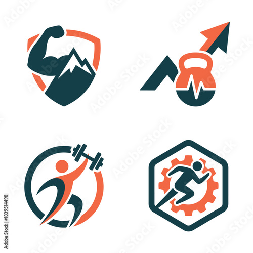Dynamic vector logo icons for fitness, health, and gym applications, illustrating workout and sport motivation and progress in a modern, engaging flat design. Free Download Dynamic vector logo icons for fitness, health, and gym applications, illustrating workout and sport motivation and progress in a modern, engaging flat design. - GFXLoad