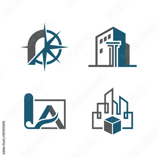 Modern Abstract Business Logo Vector Template collection for Corporate branding, excellent for Architecture, Real Estate, and Design projects.