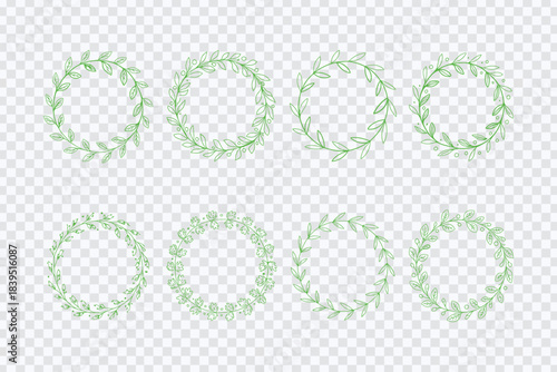 Green Leaf Wreath Frames – Natural Botanical Circle Border Vectors