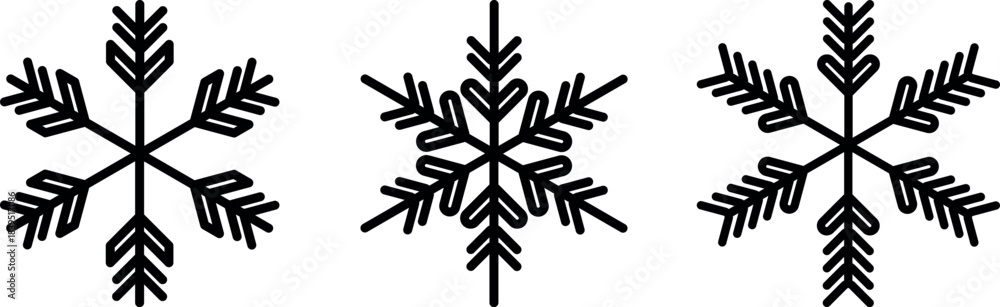 Fototapeta premium Intricate black and white snowflake patterns arranged in a symmetrical composition