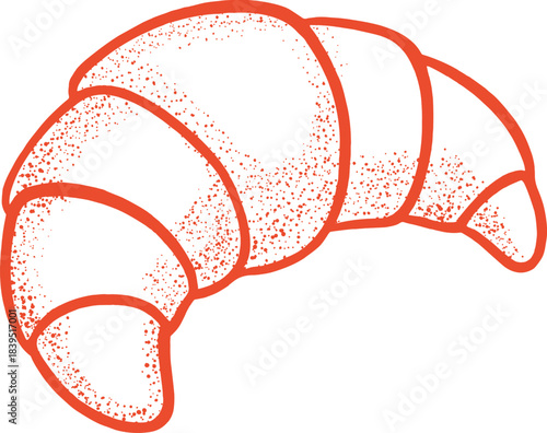 French croissant pastry illustration hand drawn line art