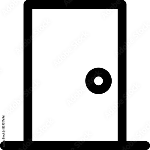 Door outline icon - entrance with doorknob handle