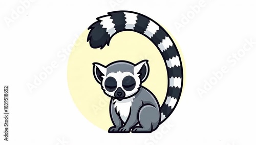 Adorable Ring Tailed Lemur Cartoon Animation.