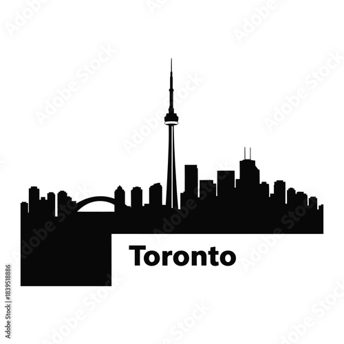 Toronto city skyline silhouette vector graphic on white background