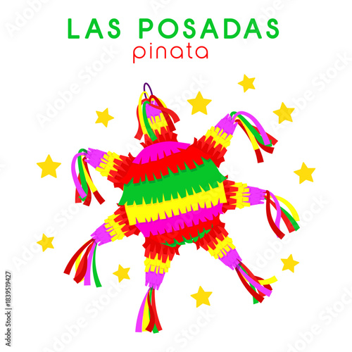 Colorful Las Posadas Star Piata with Festive Stars