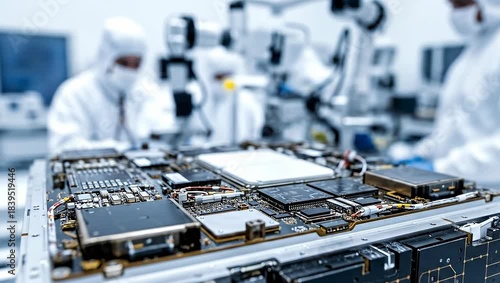 Advanced Electronics Manufacturing in a High Tech Cleanroom Laboratory.
